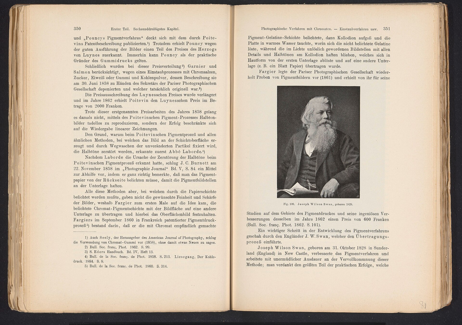 Joseph Wilson Swan, inventeur du charbon-transfert en 1864 (collection Rijksmuseum).